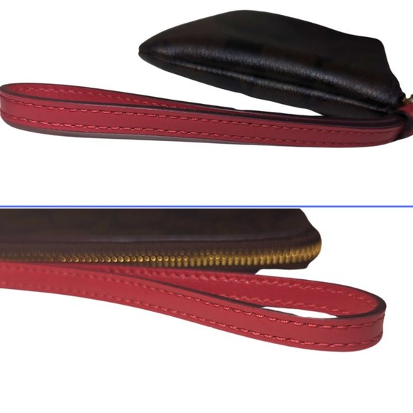 Coach Signature Monogram Logo Brown Zippy Wristlet Wallet - Picture 6 of 8